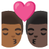 👨🏾‍❤️‍💋‍👨🏿 kiss: man, man, medium-dark skin tone, dark skin tone display on Google